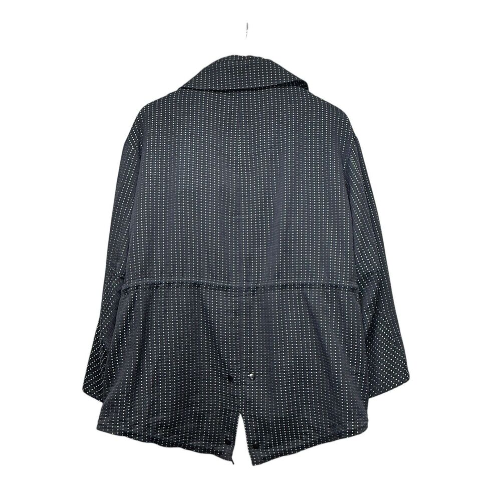 Akris Punto Navy White Striped, Cowl Collared Cotton Blend Jacket Size 10 - Picture 3 of 11